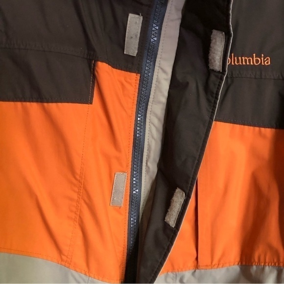 Vtg COLUMBIA Bugaboo Brown Orange Tan Colorblock Fleece Lined Collar Jacket M - Picture 7 of 12